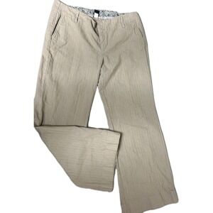 Gap Womens 16 L Tan Mid Rise Wide Leg Flared pants w/ Floral Waist Band RN540223